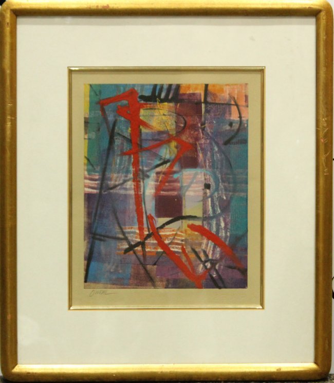 O'NEAL Mid-Century Modern ABSTRACT WATERCOLOR Signed. (1 of 3)