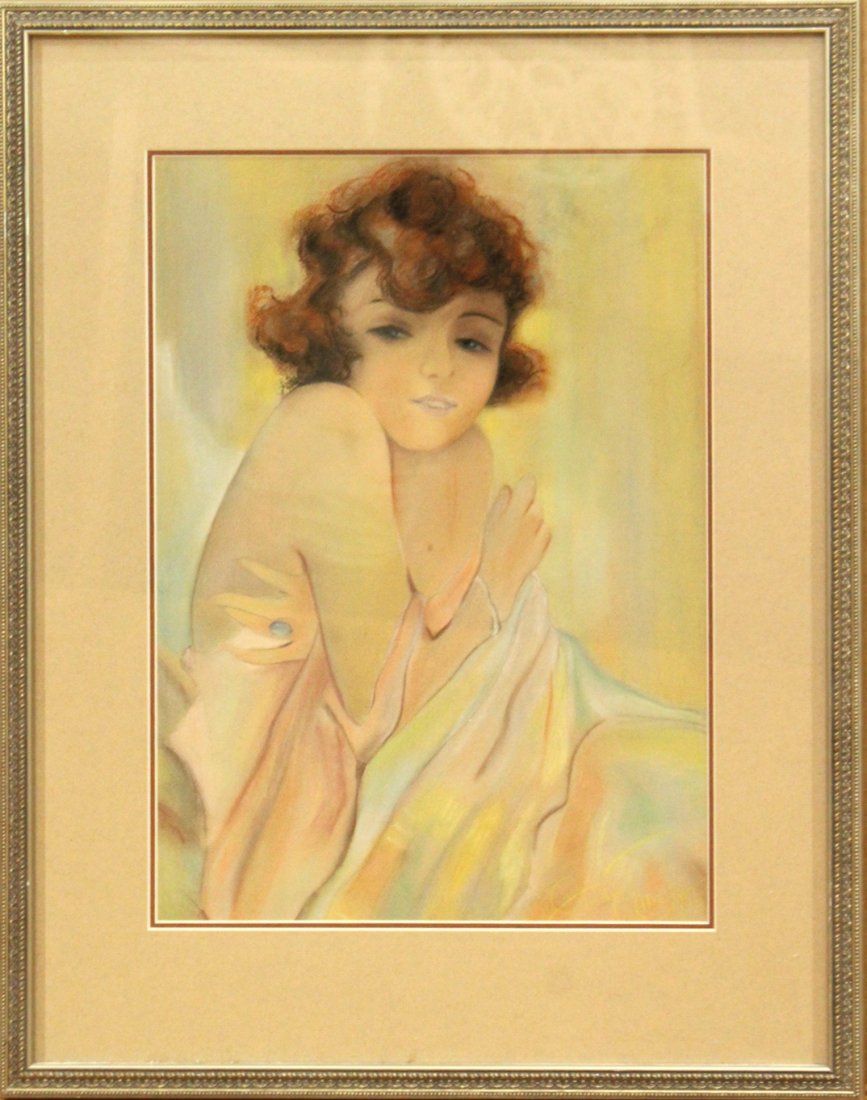 GLADYS THICH 1927; Pastel ILLUSTRATION FLIRTATIOUS GIRL (1 of 5)