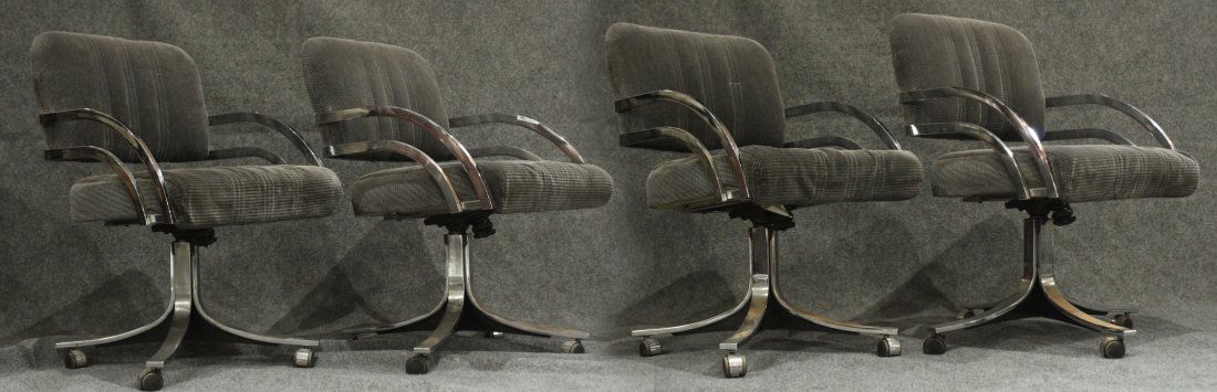 DAYSTROM Set 4 Mid-Century Chrome Swivel Dinette Chairs (1 of 9)