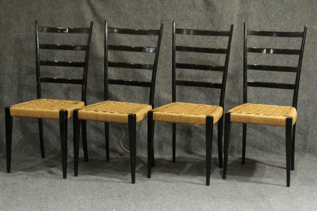 Six [6] ITALIAN GIO PONTI BLACK LADDER BACK CHAIRS (1 of 6)