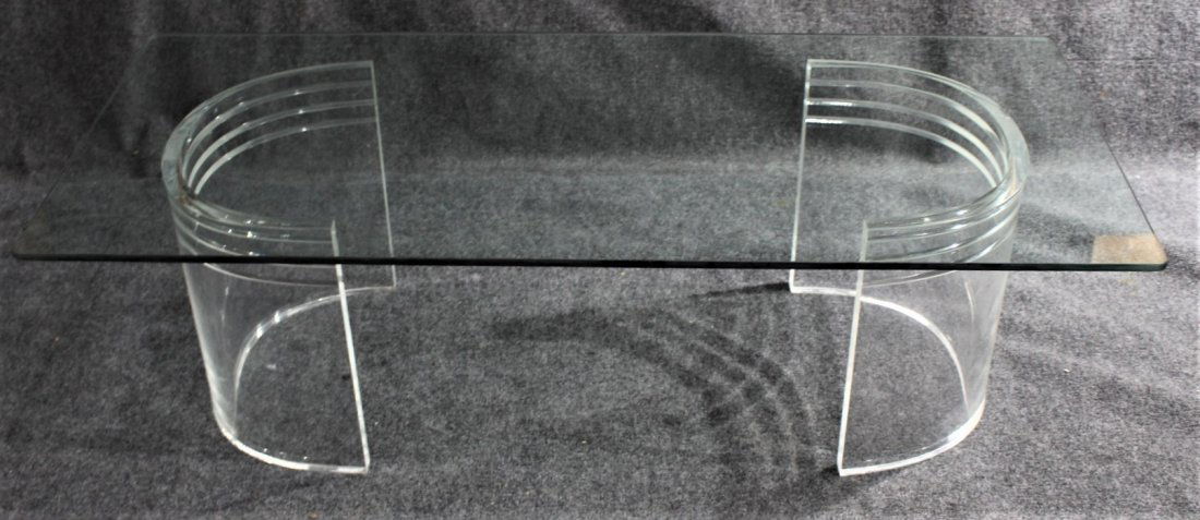 Mid-Century LUCITE BASE - RECT. GLASS TOP COFFEE TABLE (1 of 5)