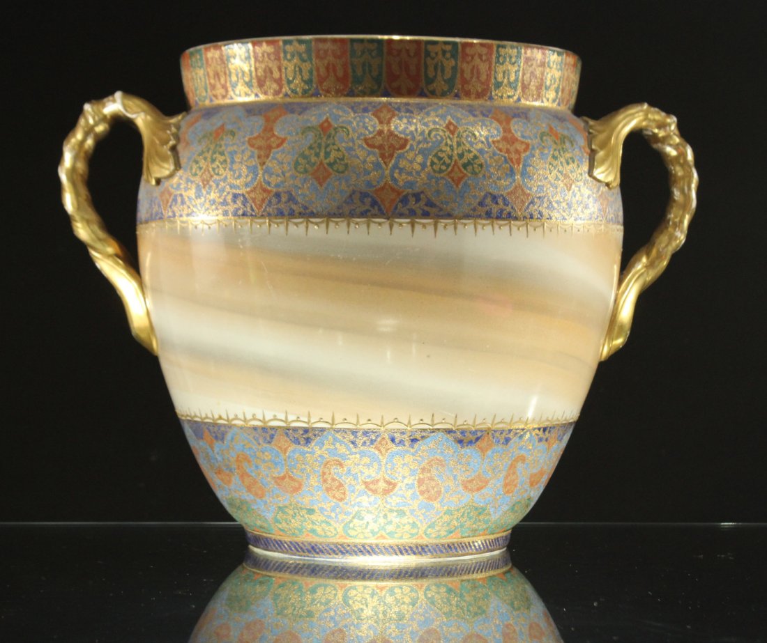 19th C. ROYAL CROWN DERBY Large Handled PORCELAIN URN (1 of 6)