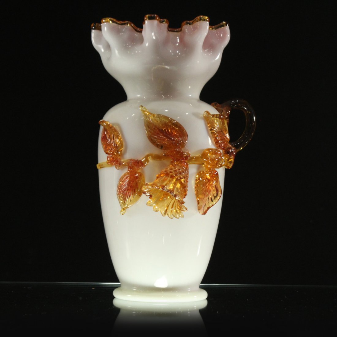 STEVENS AND WILLIAMS Victorian Glass Vase Applied Decor: STEVENS AND WILLIAMS Victorian Glass Vase Applied Decoration. Size: 10.5 h