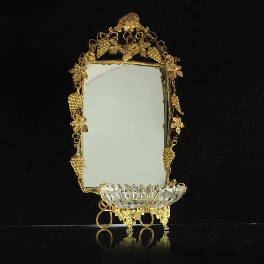 DAINTY FRENCH VICTORIAN BRASS DRESSER MIRROR  / DISH (1 of 6)