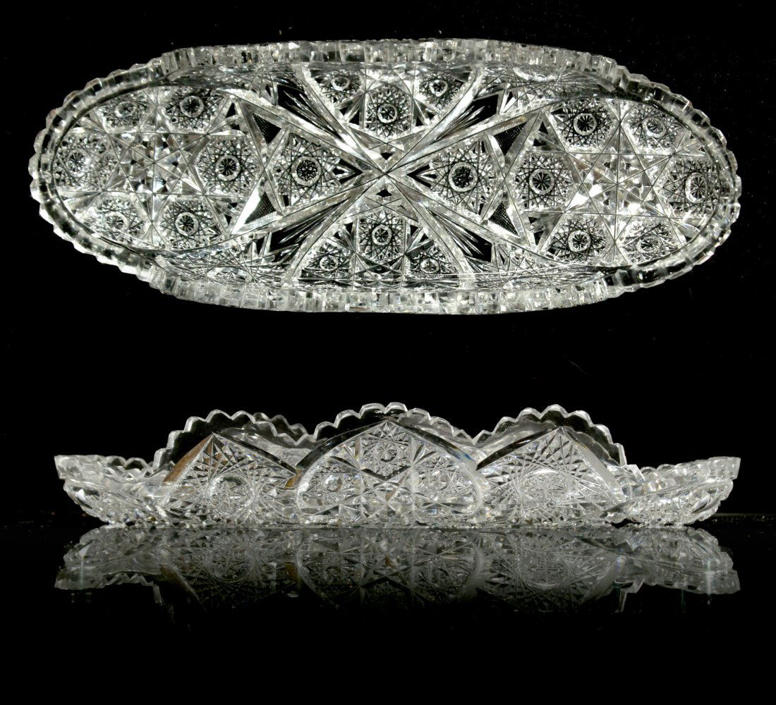 American Brilliant Cut Glass Celery Dish Folded Sides (1 of 6)