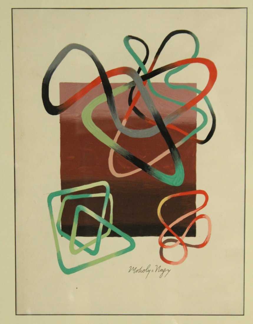 MOHOLY-NAGY, Modernism Abstract Gouache Painting (1 of 4)