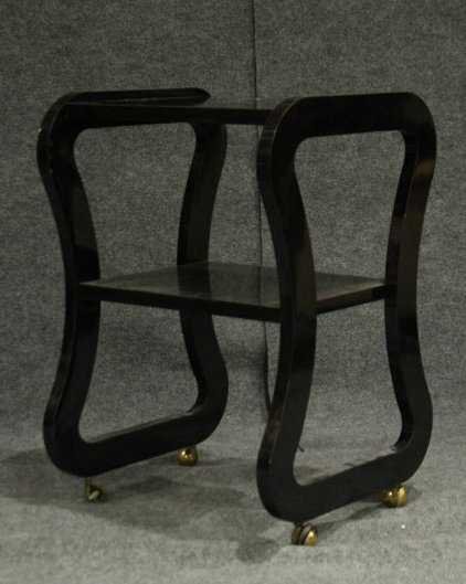 Mid-Century Design BLACK LACQUER SERVING BAR CART (1 of 3)
