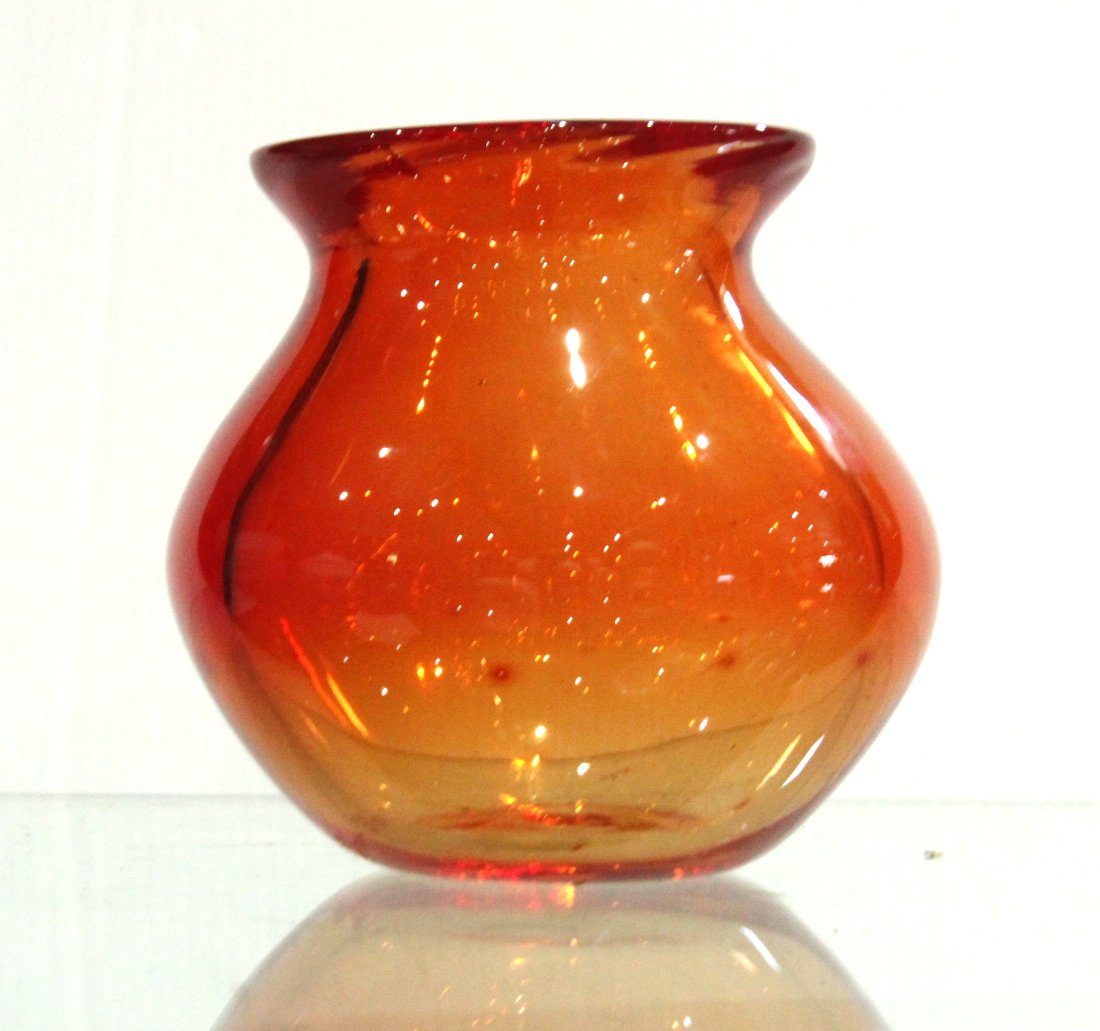 Signed Mid-Century  STUDIO ART GLASS AMBERINA VASE (1 of 4)