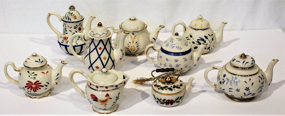 Nine [9] Assorted LENOX PORCELAIN MINIATURE TEA POTS (1 of 7)