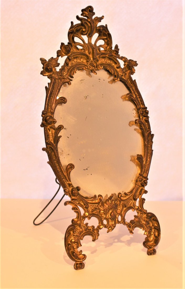 FRENCH VICTORIAN Cast Iron FANCY EASEL DRESSER MIRROR (1 of 6)