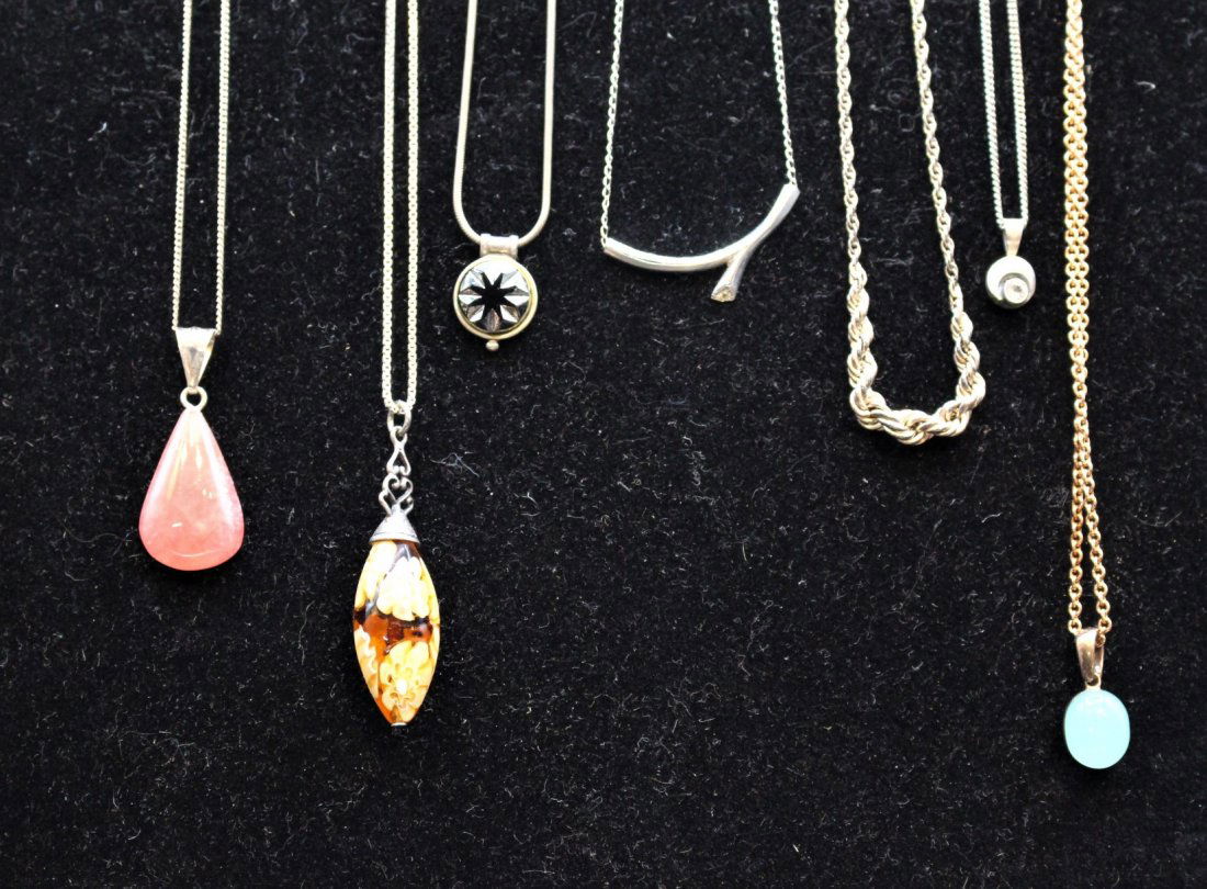 Seven [7] STERLING SILVER NECKLACES WITH PENDANTS (1 of 6)