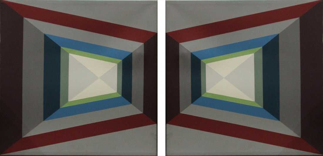 JANE BONELLI Two [2] OPTICAL ILLUSION ABSTRACT PAINTING (1 of 4)