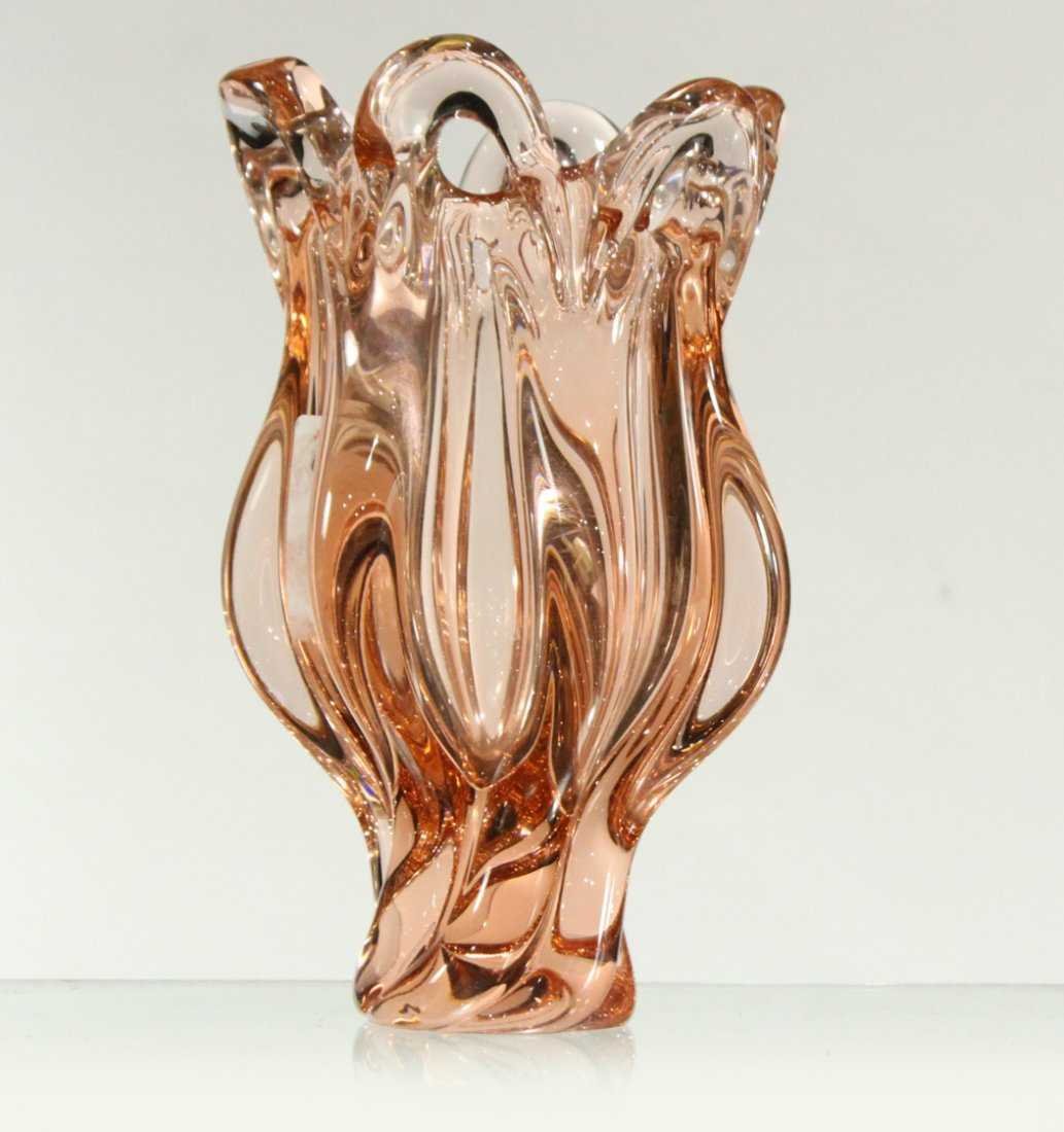 Mid-Century Modern CHECH ART GLASS VASE by CHRIBSKA: Mid-Century Modern CHECH ART GLASS FREE FORM VASE by CHRIBSKA. Size: 9.5" h CZECH, CHRIBSKA 1999