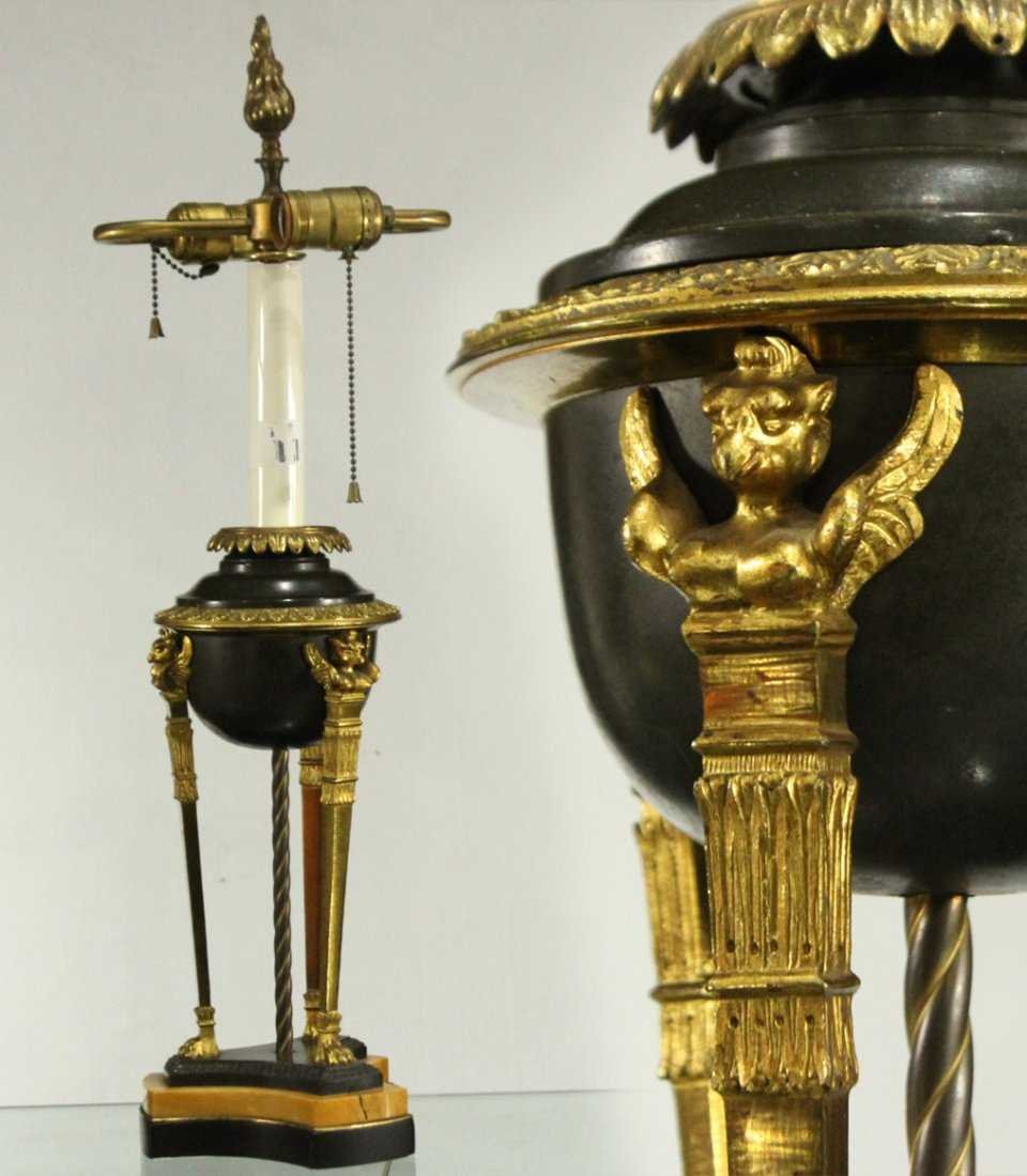 FRENCH EMPIRE BRONZE AND TOLE TABLE LAMP (1 of 7)