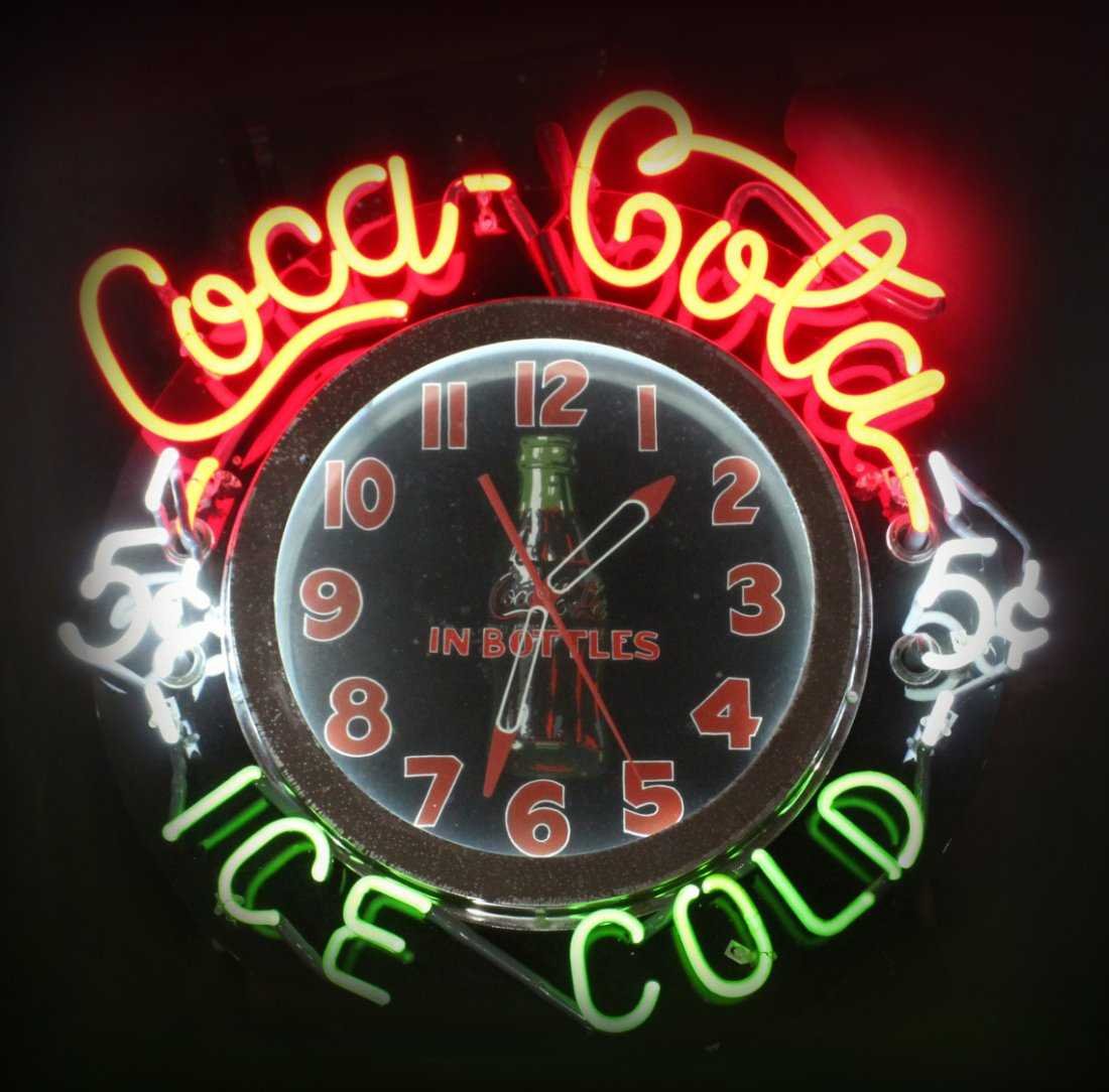 Vintage Custom Commissioned Coca Cola Neon Clock