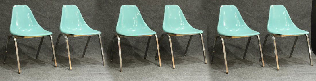 Six [6] Vintage Mid-Century TURQUOISE SHELL CHAIRS (1 of 6)