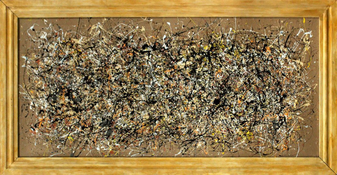 JACKSON POLLOCK STYLE Mid-Century Mod Drip Art Painting (1 of 3)