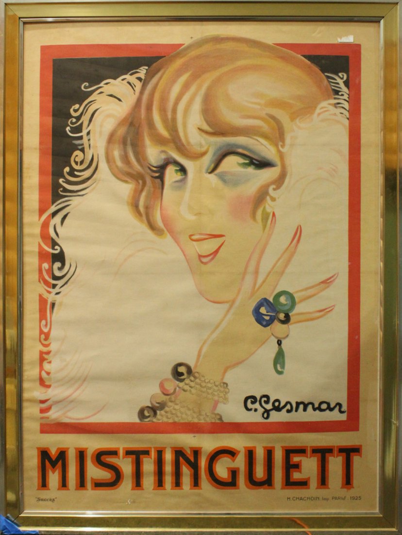 Large FRENCH POSTER C. 1925 MISTINGUETT by C. GESMAR (1 of 7)