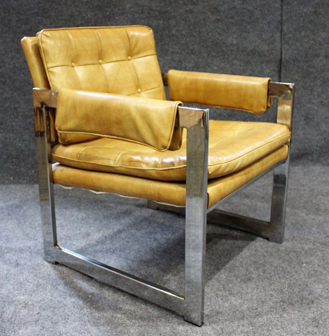 MILO BAUGHMAN Flat Bar Chrome ARM CHAIR, nice quality, (1 of 6)