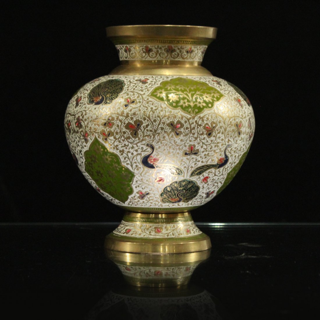 INTRICATE CLOISONNE ORIENTAL BRASS VASE (1 of 6)