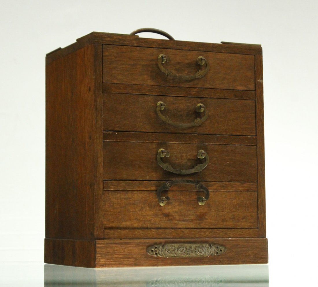 FOUR DRAWER JEWELRY / DOCUMENT BOX WITH HANDLE (1 of 7)