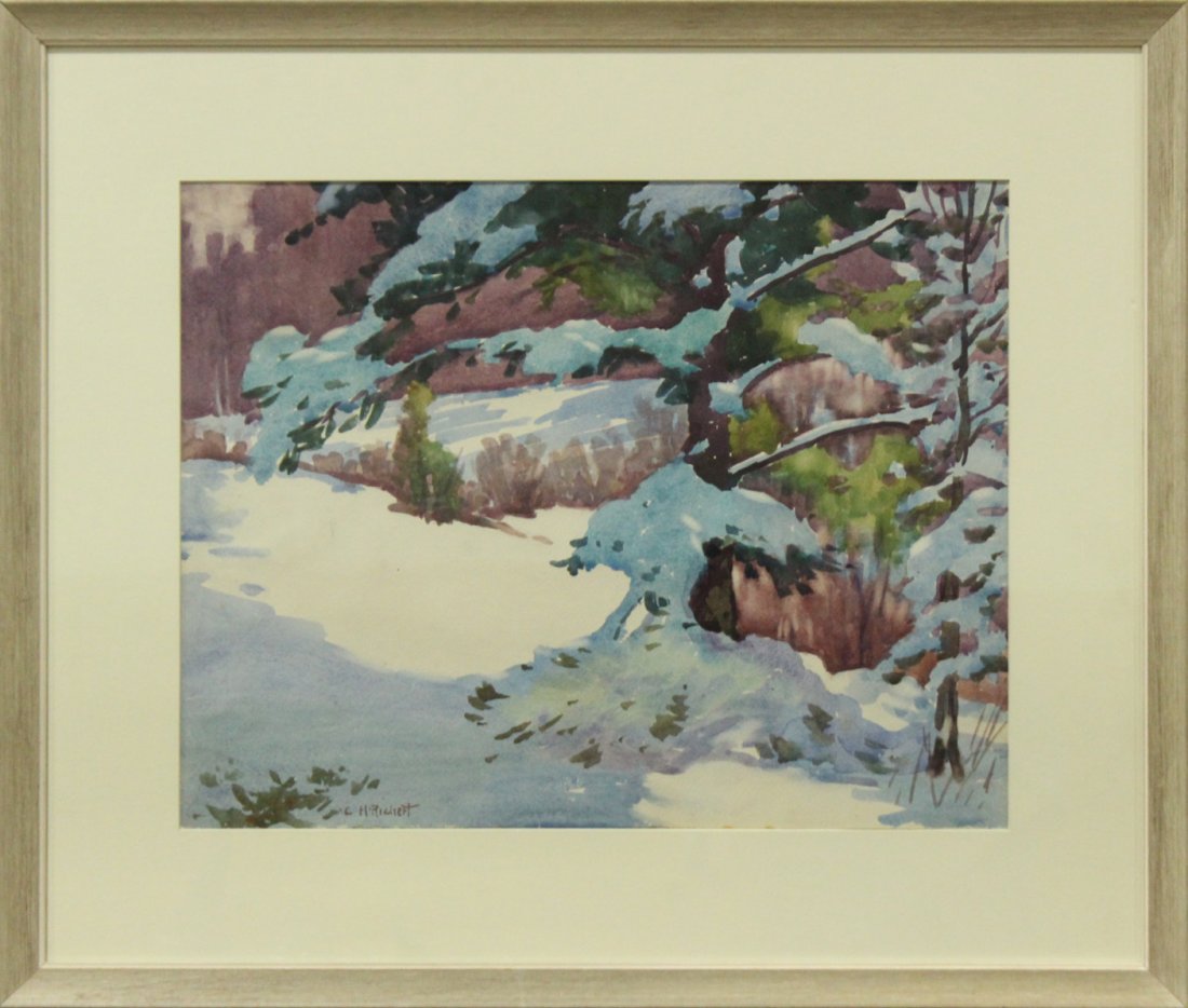 C H RICHERT, Watercolor WINTER THAW LANDSCAPE (1 of 5)