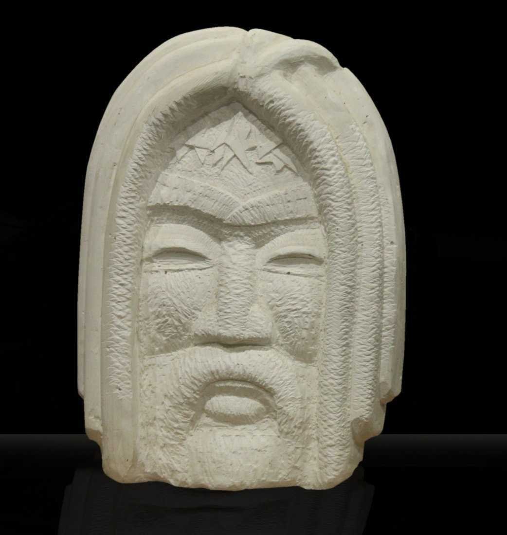 Mid-Century Large Chalk SCULPTURE DOUBLE SIDED HEAD (1 of 3)