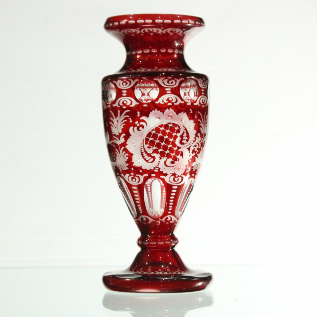 Antique Bohemian ruby cut to clear vase (1 of 6)