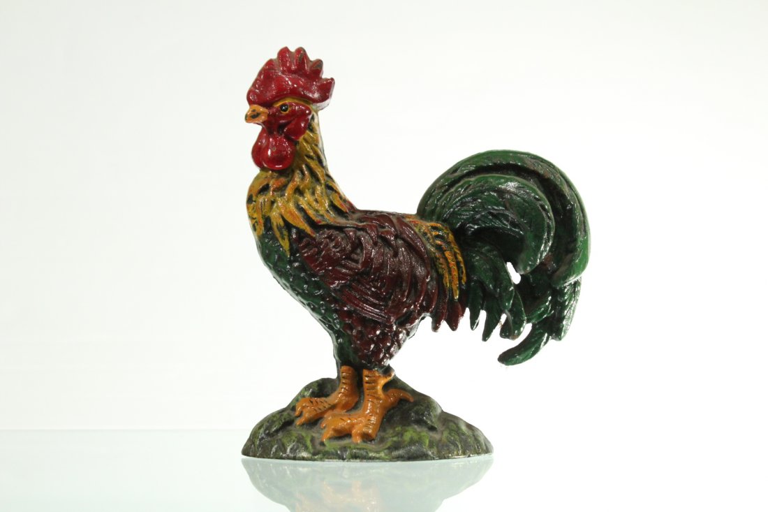 Vintage Rooster Door Stop Cast Iron - Original Paint (1 of 4)
