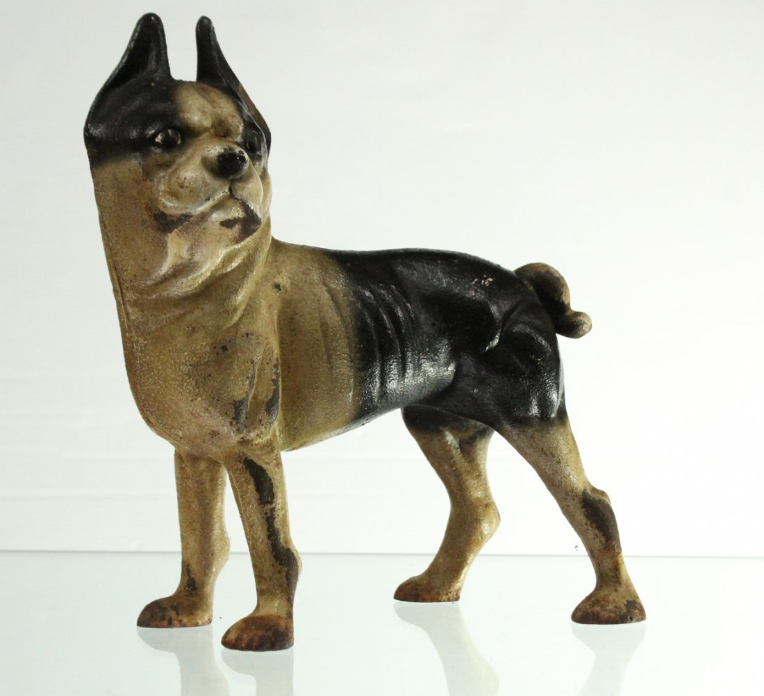 Antique Boston Terrier Cast Iron Door stop: Antique Boston Terrier Cast Iron Door stop Size: 10 h , 9 w