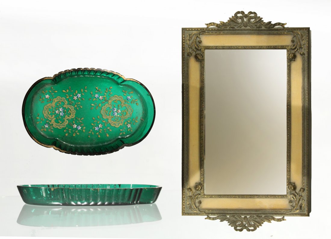 Estate Lot Bohemia Victorian Dresser Tray , Mirror (1 of 6)