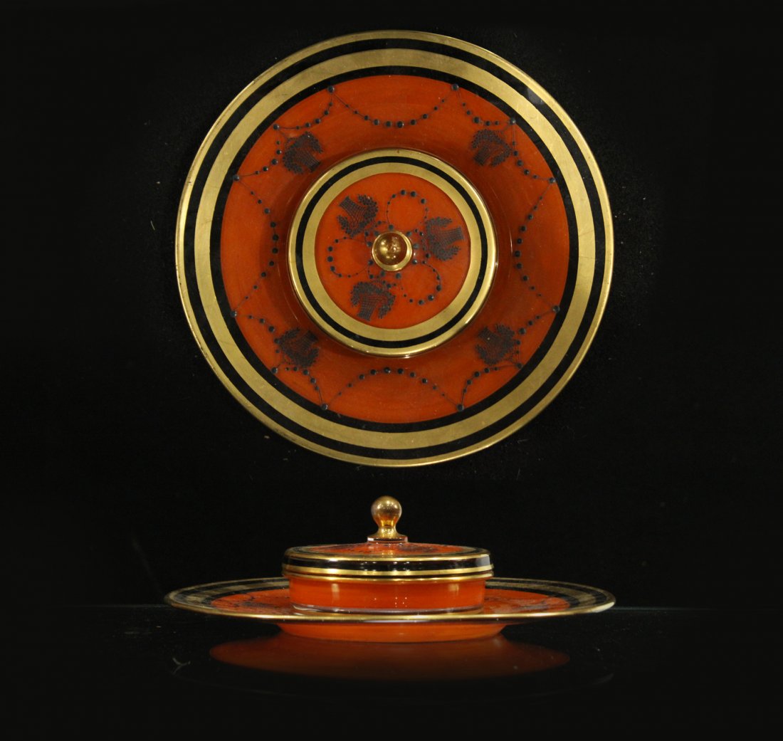 Orange Round Center Dish With Covered Trinket Box (1 of 3)