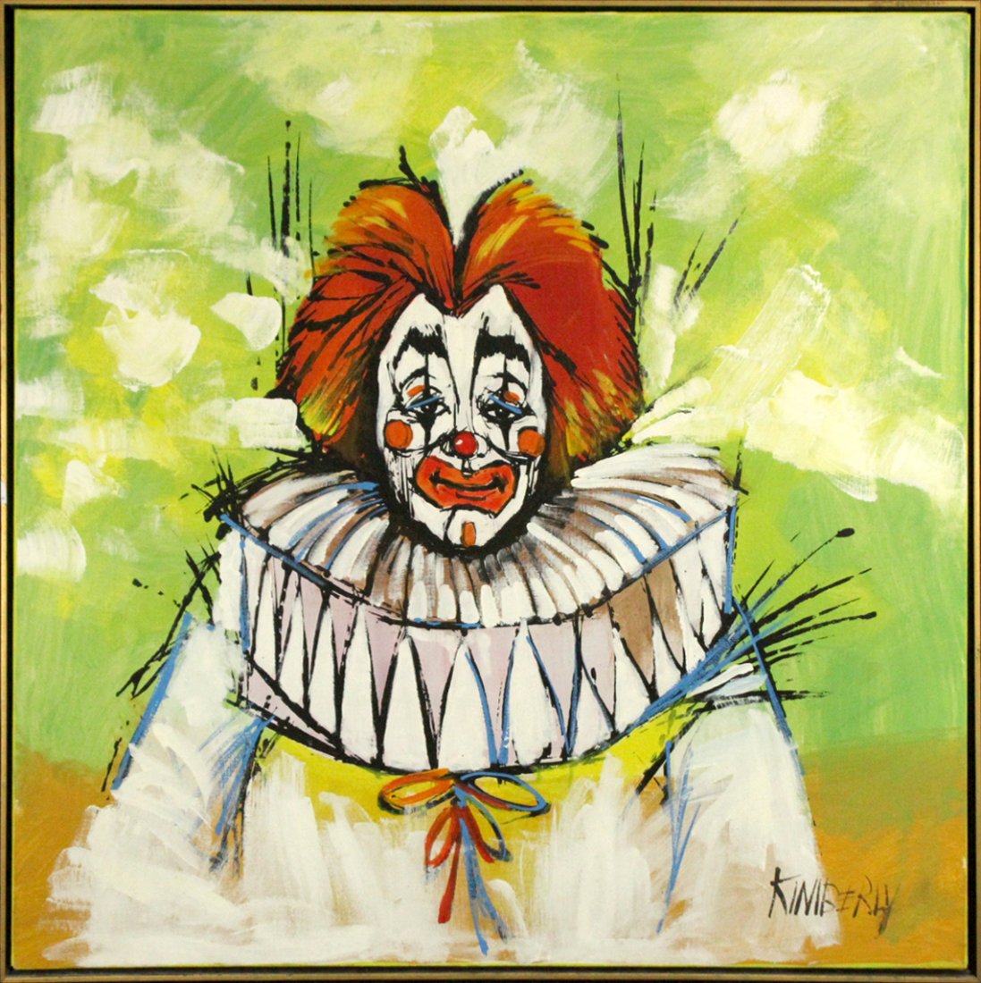 KIMBERLY Oil/C Mid-Century Modern CLOWN PORTRAIT (1 of 5)