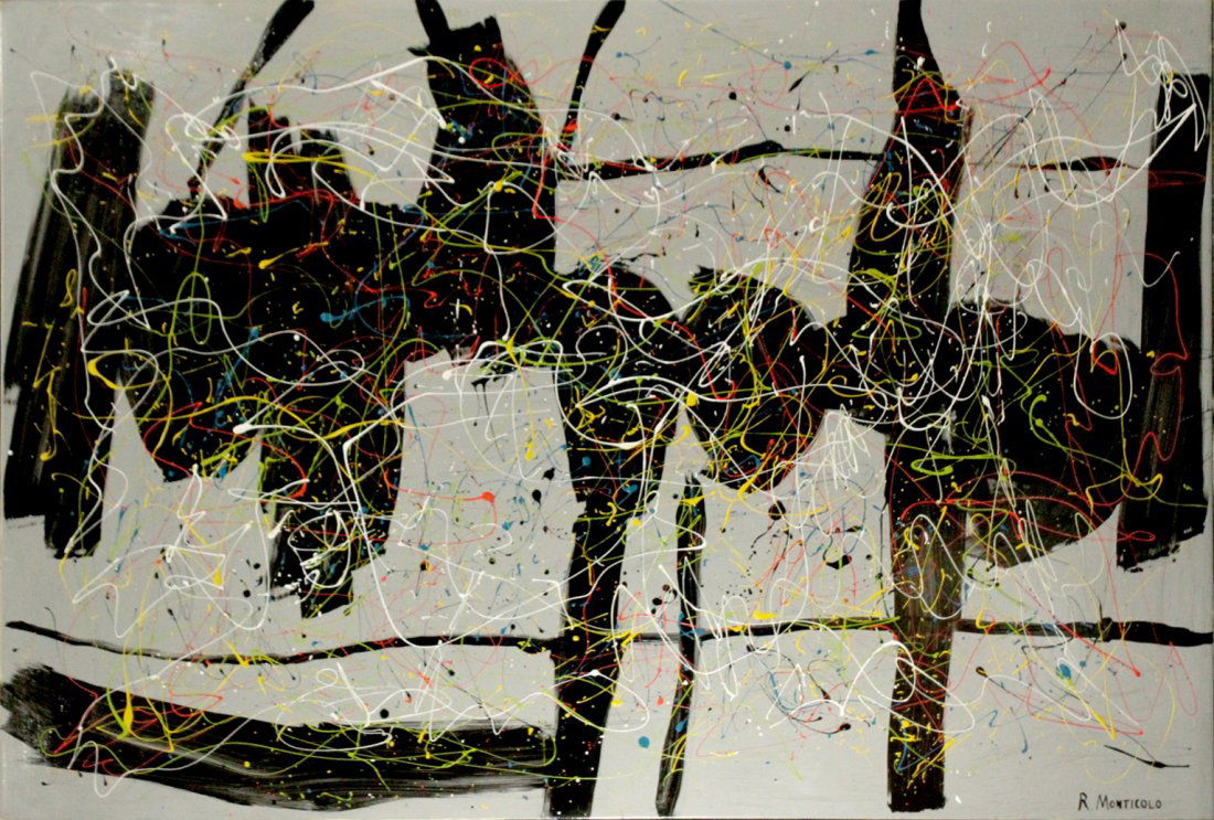 R MONTICOLO Large Spectacular Mid-Century DRIP ABSTRACT (1 of 4)