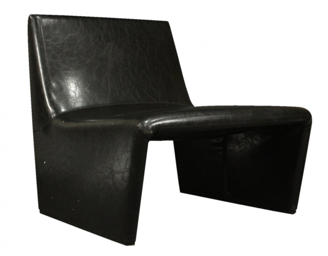VERZELLONI ITALIAN MODERN DESIGN BLACK LEATHER CHAIR (1 of 5)