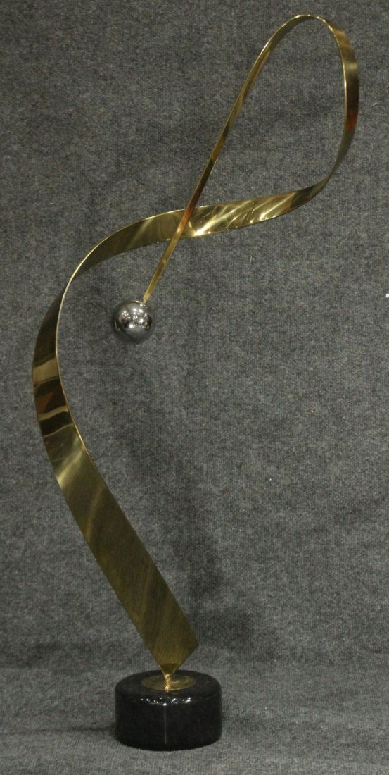 After CURTIS JERE Brass & Chrome Ball MODERN SCULPTURE (1 of 3)