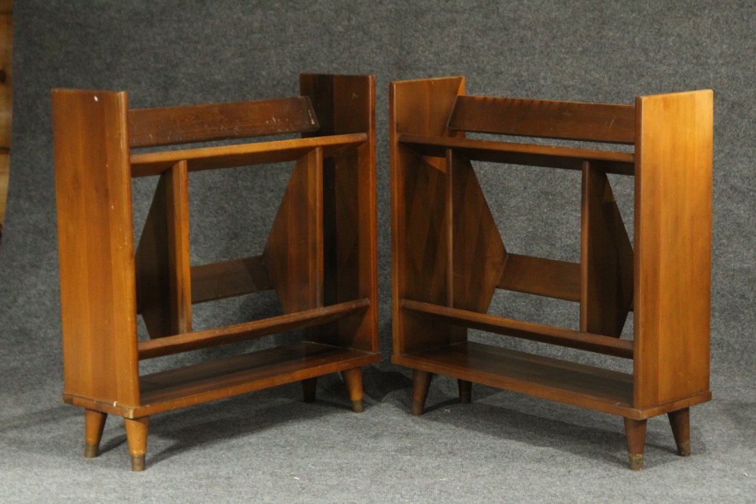 Matched Pair Mid-Century Modern WOOD BOOK STANDS (1 of 4)