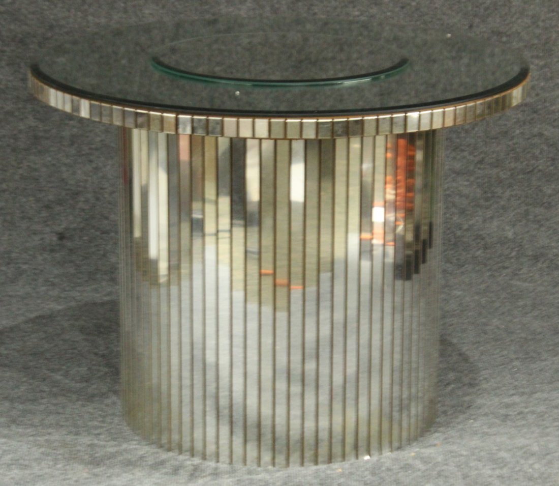 Mid-Century Design MIRRORED ROUND PEDESTAL STAND (1 of 3)
