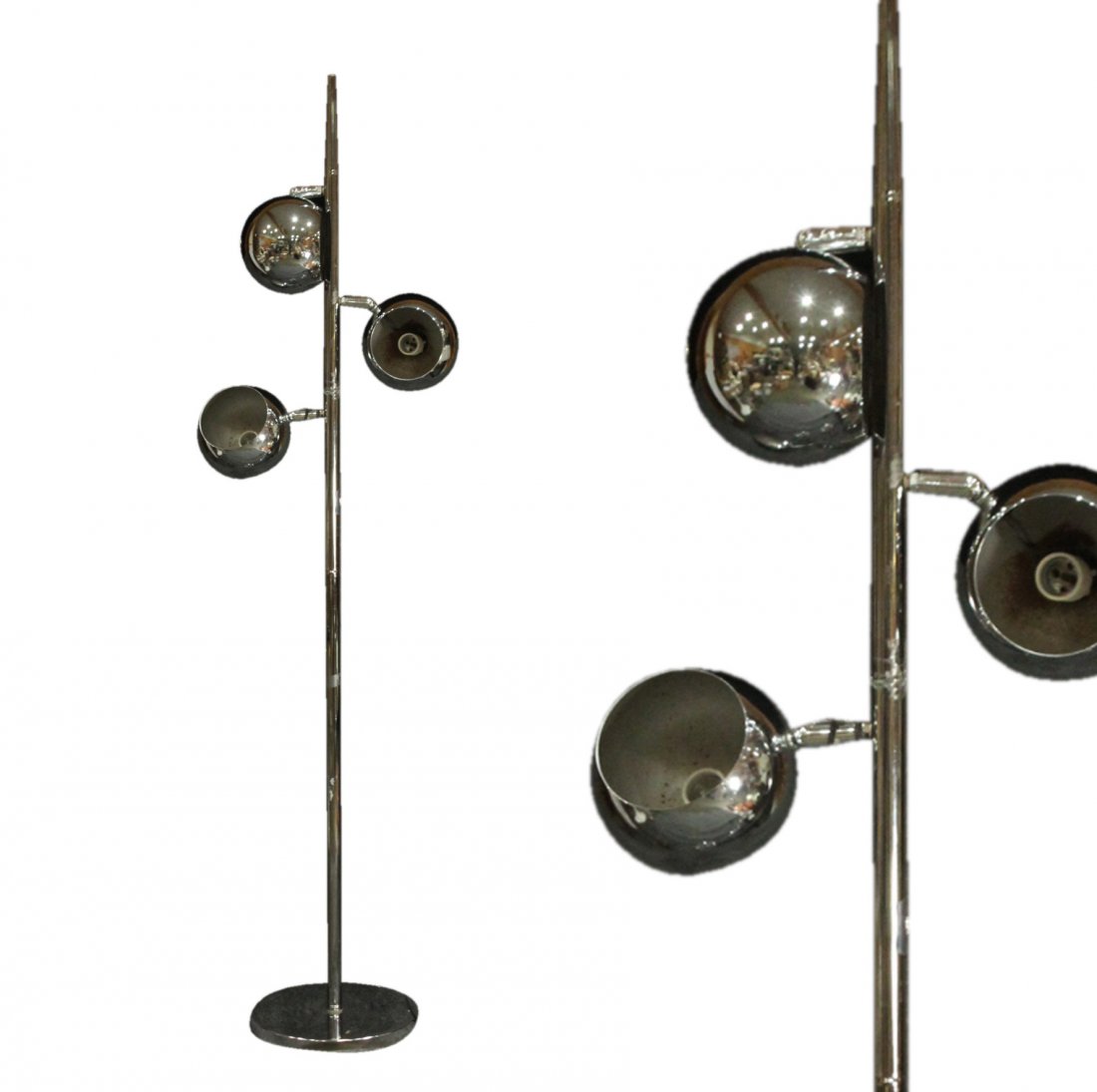 Mid-Century CHROME FLOOR LAMP With 3-ROUND BALL SHADES (1 of 5)