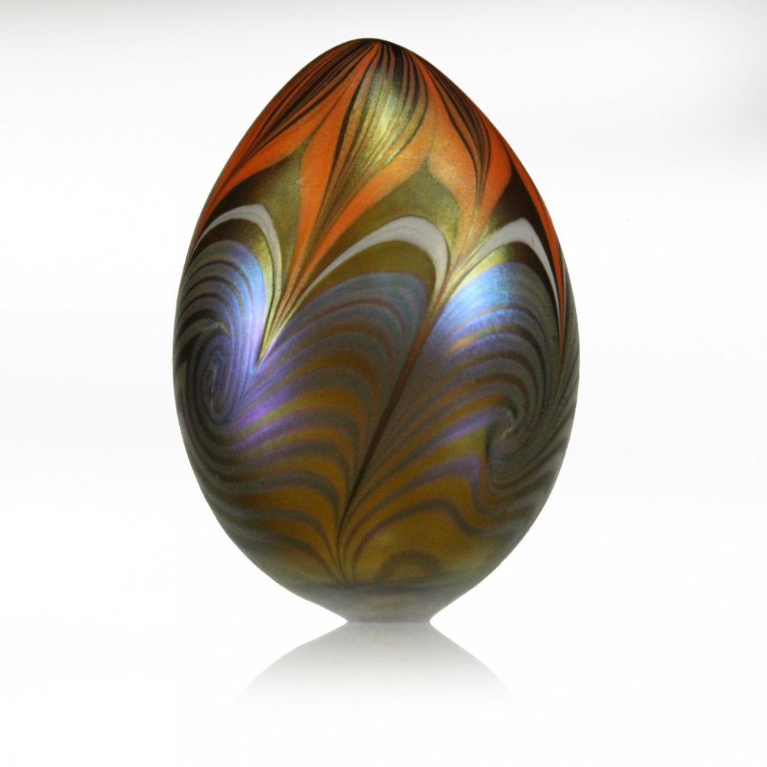ART GLASS EGG - PULLED FEATHER DESIGN (1 of 4)