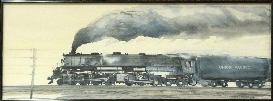 ROBERT J HAUSCHILD, Watercolor TRAIN, Thunder Across GP (1 of 7)