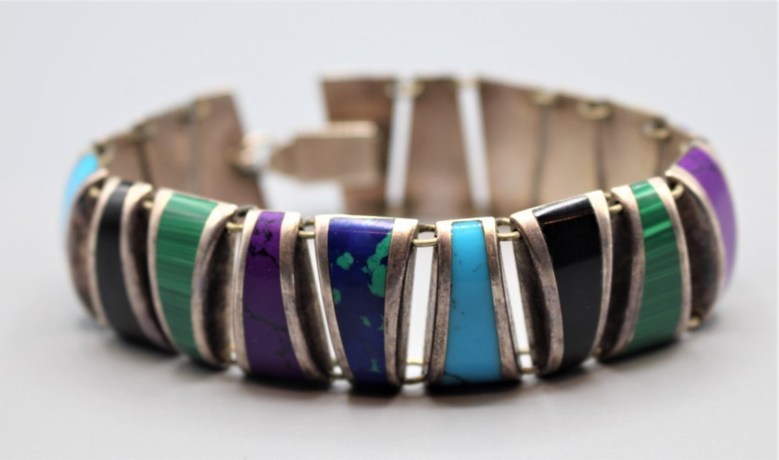 MEXICO STERLING BRACELET With MULTI COLOR TURQUOISE (1 of 8)