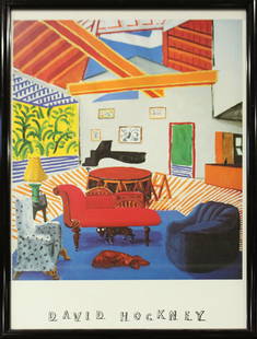 DAVID HOCKNEY Poster: DAVID HOCKNEY Poster. original framing. Size: 39 x 28