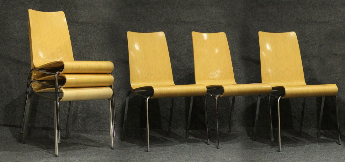 Six [6] ITALIAN HIGH DESIGN BENT PLY & CHROME CHAIRS (1 of 10)
