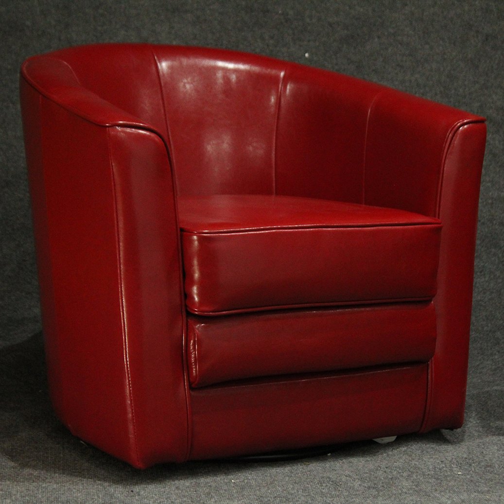 Mid-Century Modern RED LEATHER CLUB CHAIR (1 of 6)