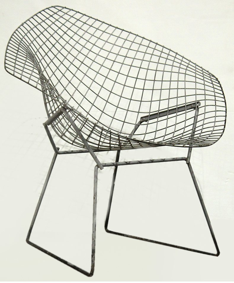 BERTOIA Style DIAMOND BACK WIRE MESH LOUNGE CHAIR (1 of 6)