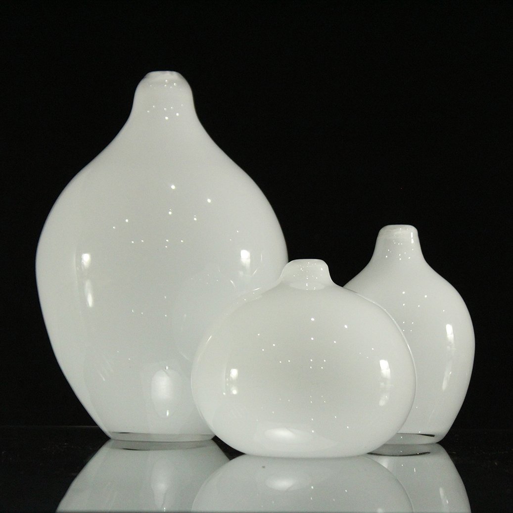 Three [3] Mid-Century WHITE ITALIAN GLASS BUD VASES (1 of 5)