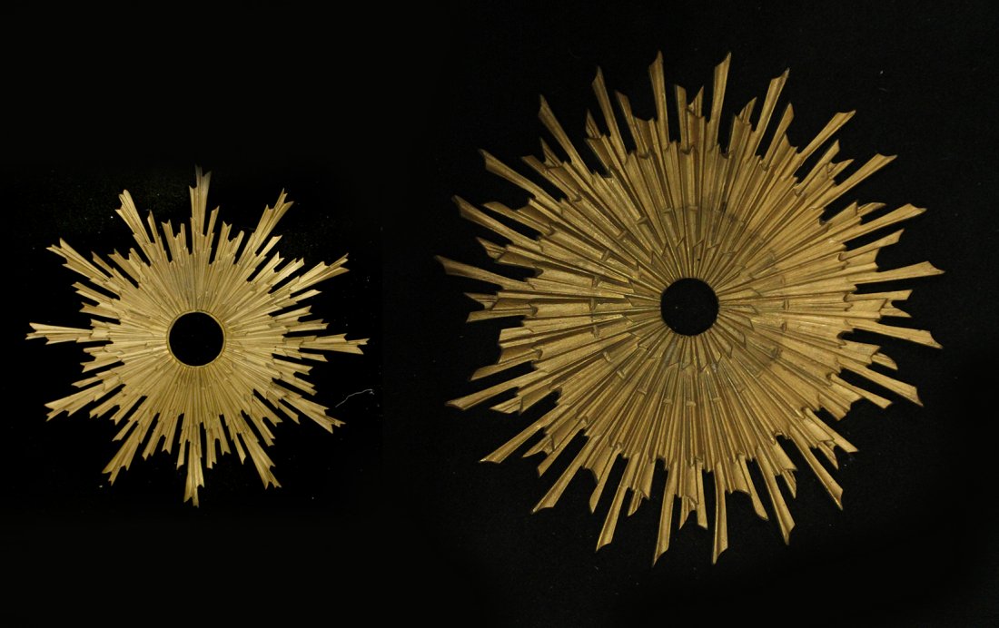 Two [2] Bronze ART DECO THEATRE CEILING FIXTURE PLATES (1 of 6)