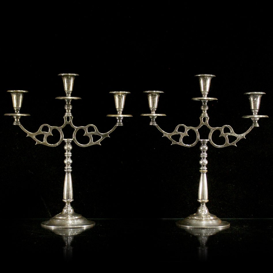 DW HABER & SON  NY Pair Silver Plate Candlesticks (1 of 5)