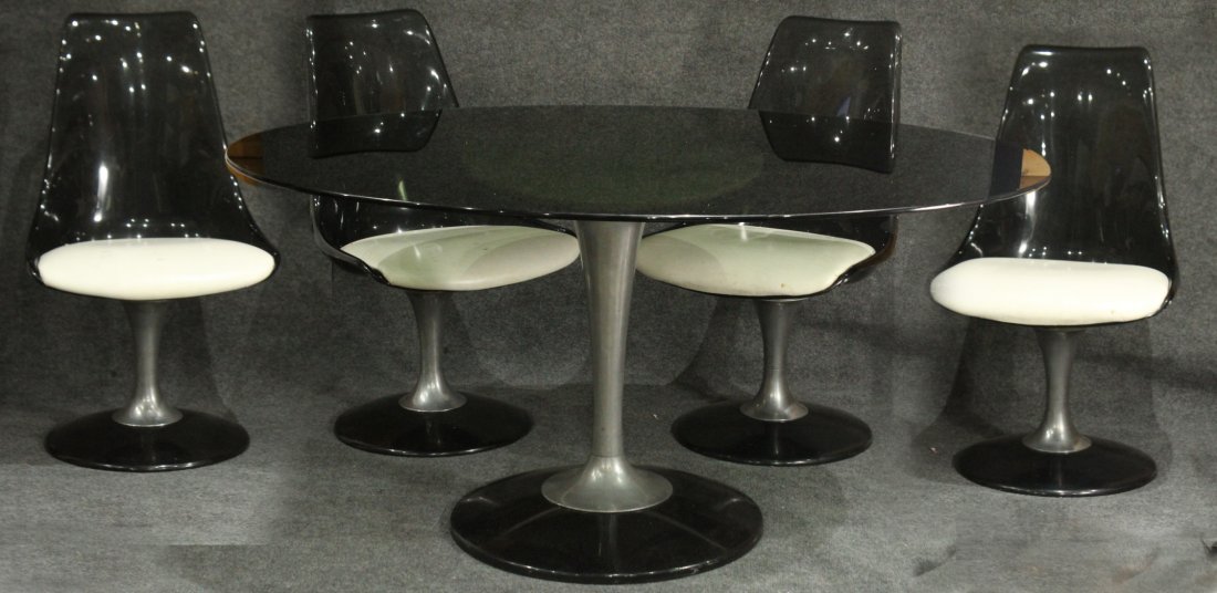 CHROMCRAFT 5-PIECE SMOKED LUCITE & GLASS DINETTE SET (1 of 6)